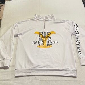Yellowstone White Sweatshirt with Yellow Accents size medium